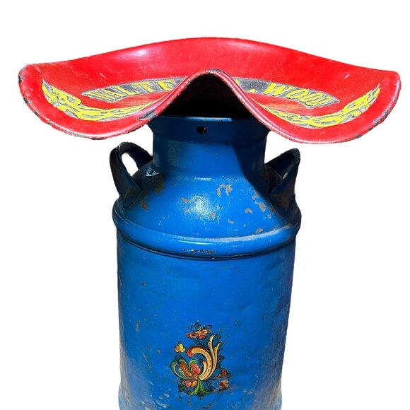 Antique Walter A Wood Tractor Seat On Milk Jug Cast Iron Painted Handmade Decor - Picture 3 of 15